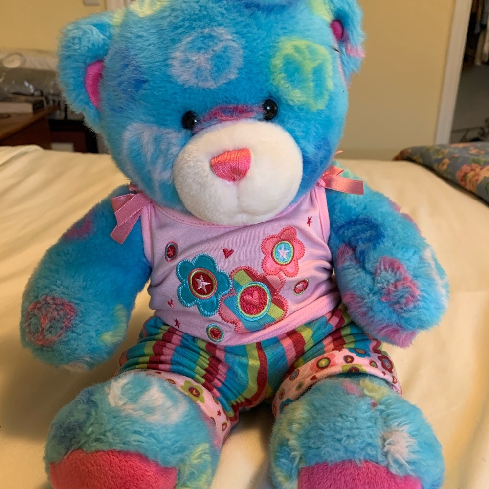 Multi colored peace sign Build A Bear with pajamas